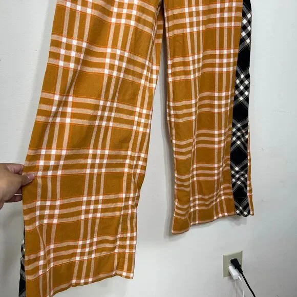 Maeve Anthropologie Orange Black Plaid White Leg Pants 0 Women